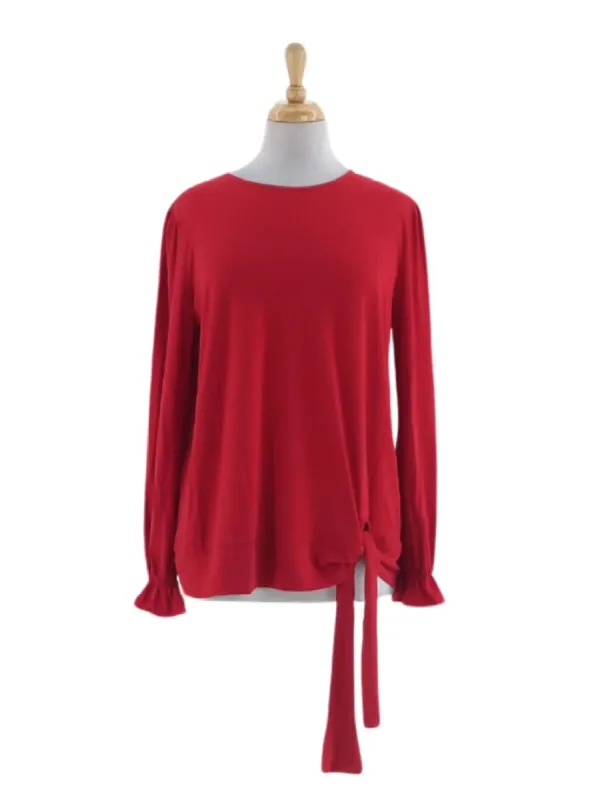 BASIC TIE FRONT LONG SLEEVE BLOUSE sold by FBO