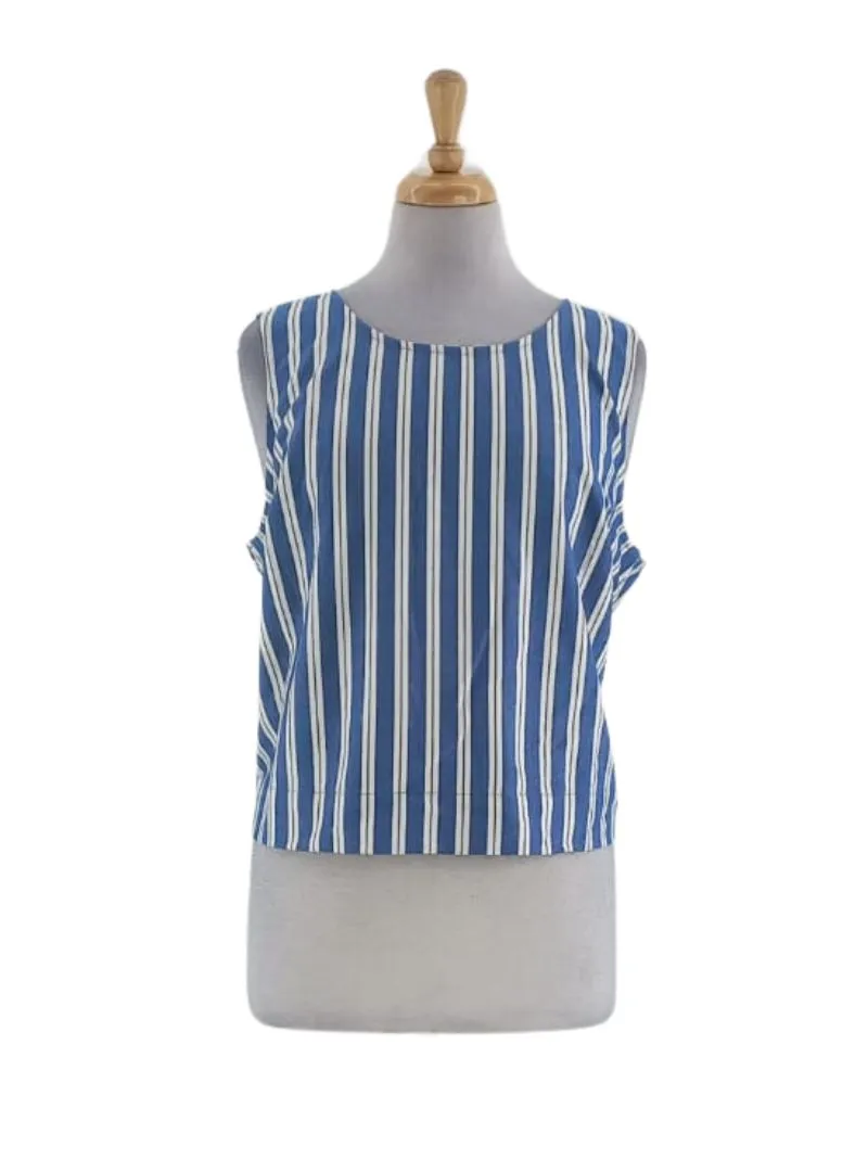 STRIPE PATTERNED BUTTON BACK BLOUSE sold by FBO