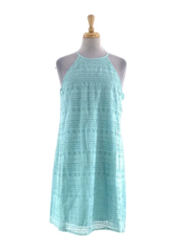 LACE PATTERNED HALTER NECK DRESS sold by FBO