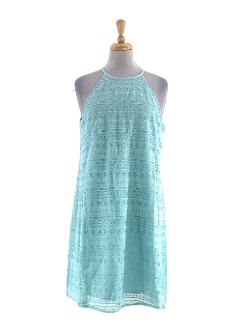 LACE PATTERNED HALTER NECK DRESS sold by FBO