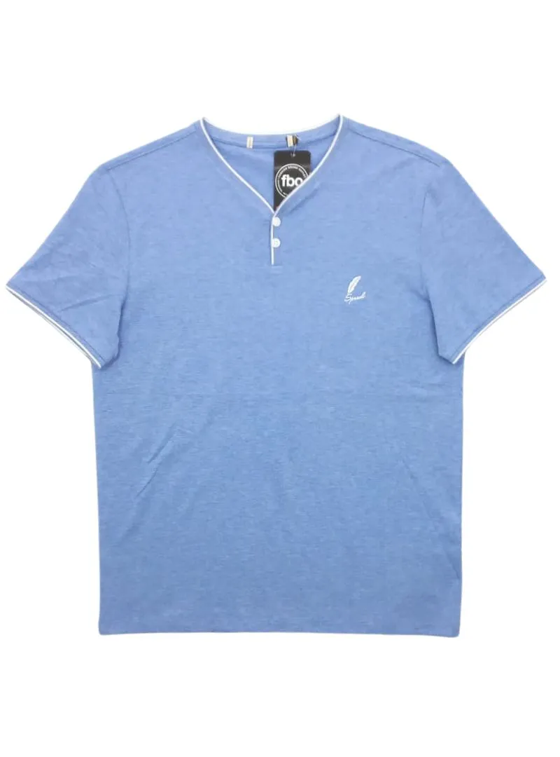 V-NECK BUTTON EMBROIDED TEE sold by FBO