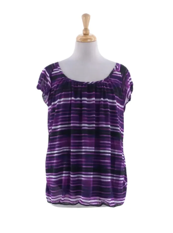 STRIPED ROUND NECK BLOUSE sold by FBO