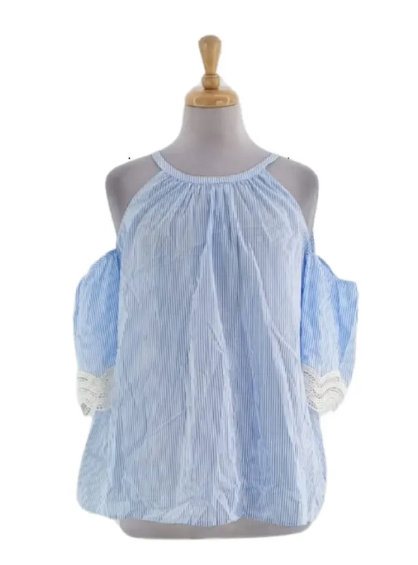 STRIPPED DETAIL OFF THE SHOULDER BLOUSE sold by FBO