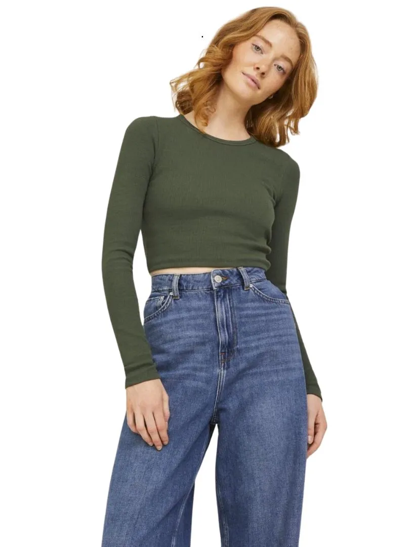 LONG SLEEVE RIBBED CROPPED TEE sold by FBO product image thumbnail 2
