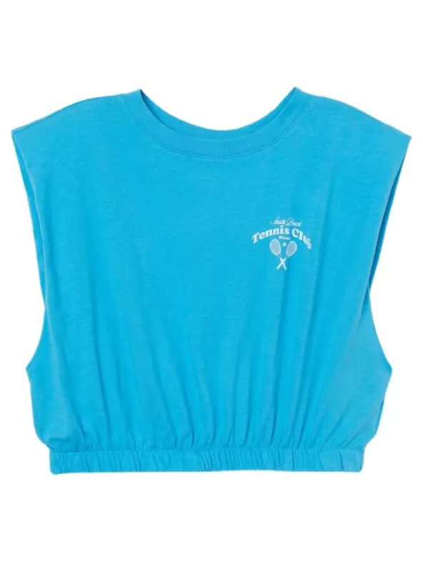 PRINTED PADDED SHOULDER CROP TOP sold by FBO