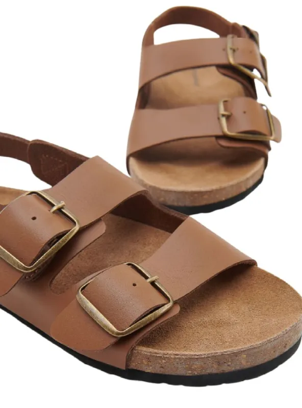 GENUINE LEATHER DOUBLE BUCKLE SANDAL sold by FBO