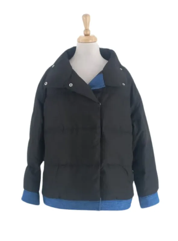 PUFFER JACKET WITH DENIM FINISHES sold by FBO