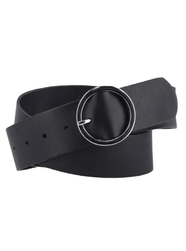 ROUND BUCKLE GENUINE LEATHER BELT sold by FBO