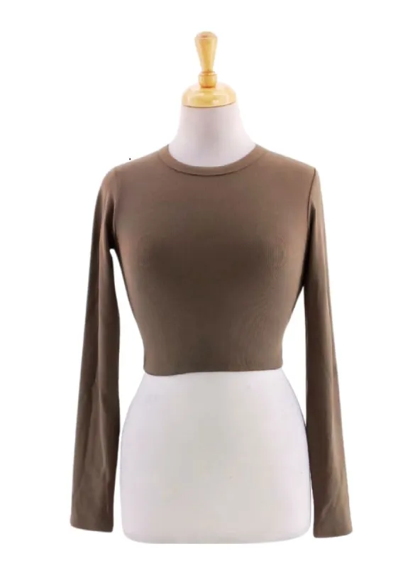 RIBBED LONG SLEEVE CROP TOP sold by FBO