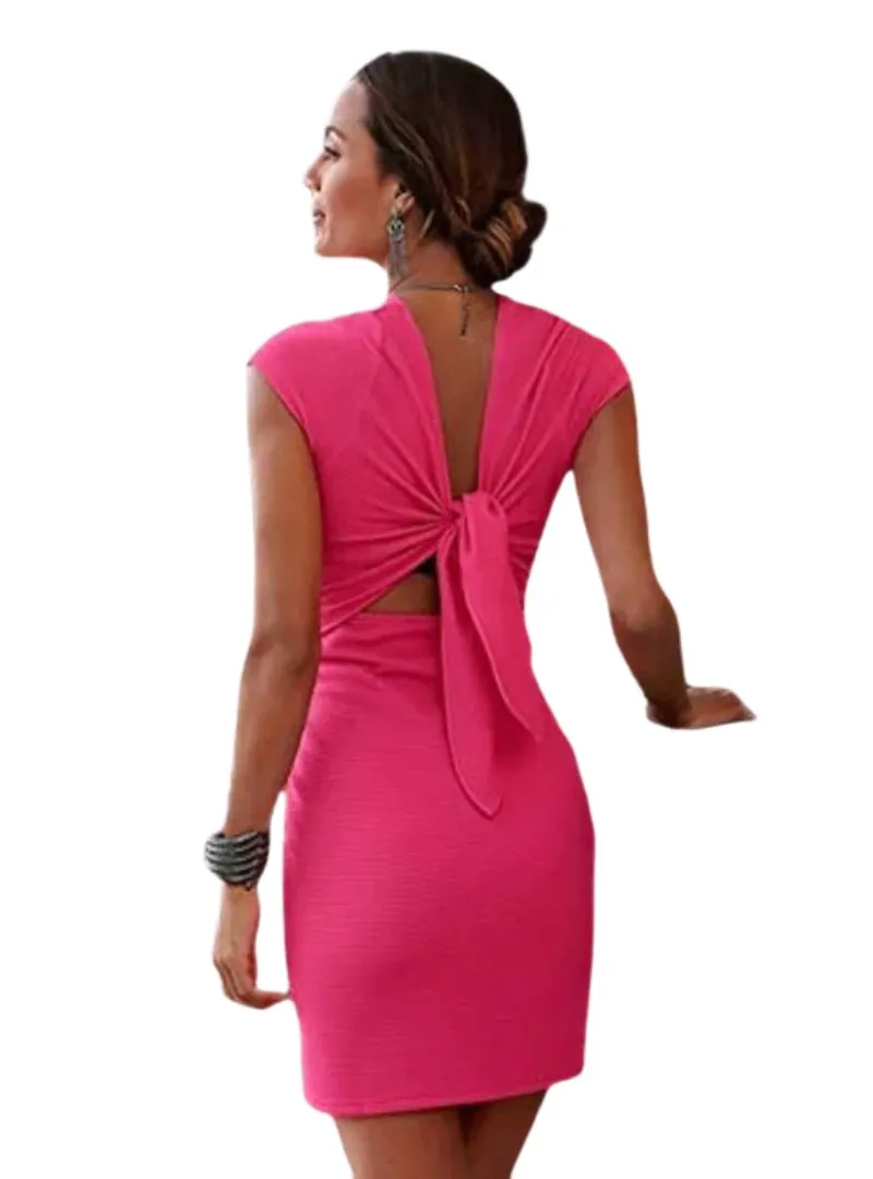 Ribbed Tie Back Bodycon Dress sold by FBO product image thumbnail 2
