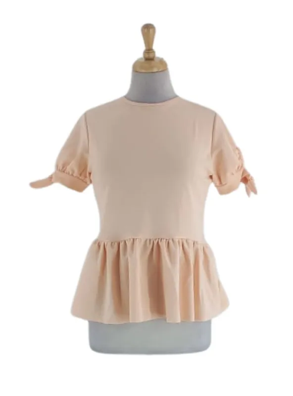 TIE SHOULDER PEPLUM TOP sold by FBO