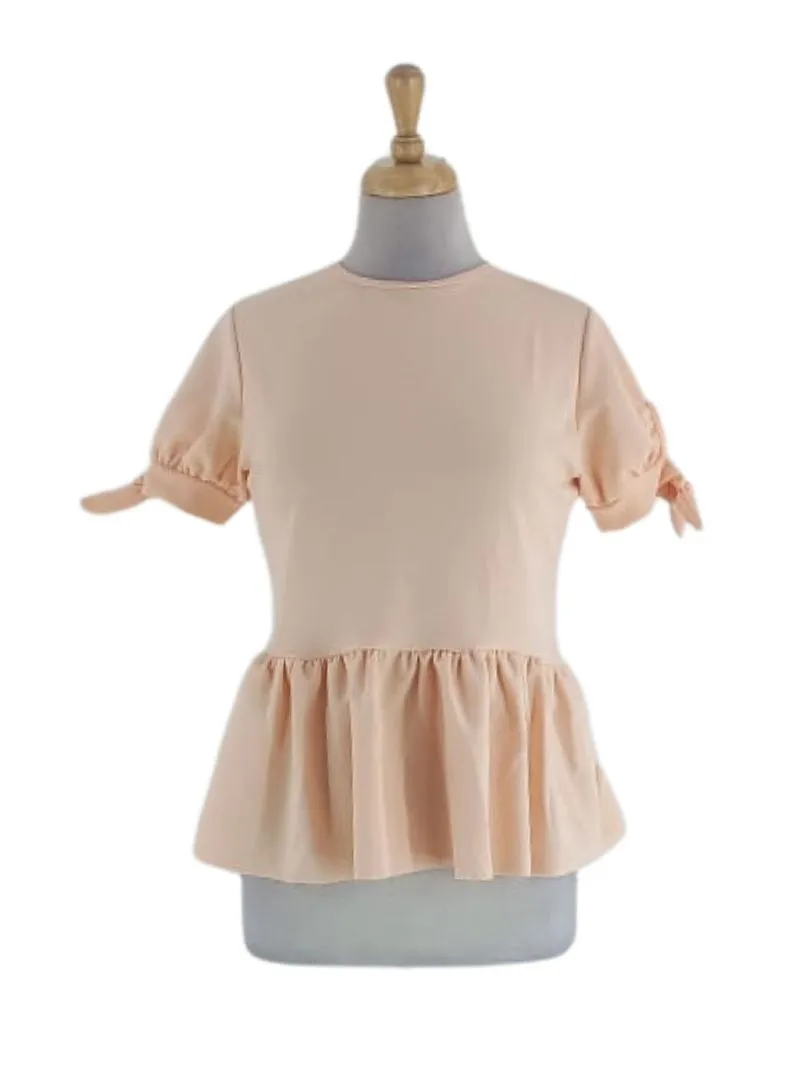 TIE SHOULDER PEPLUM TOP sold by FBO