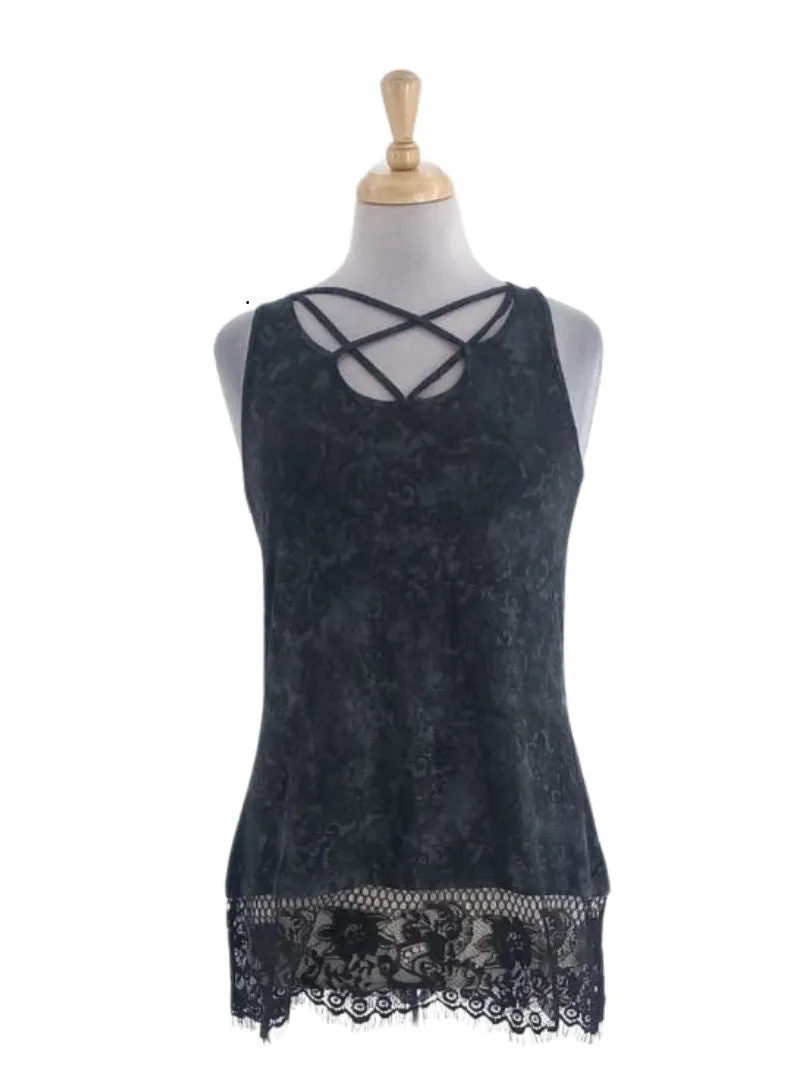 DETAILED LACE BOTTOM TOP sold by FBO