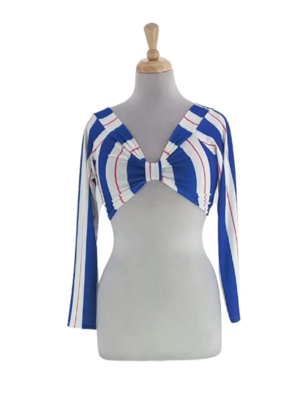 STRIPED DETAIL LONG SLEEVE CROP TOP sold by FBO