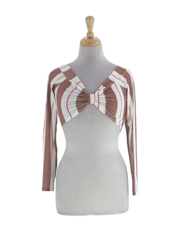 STRIPED DETAIL LONG SLEEVE CROP TOP sold by FBO