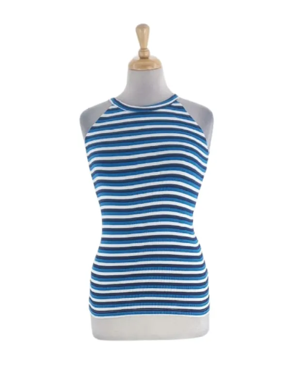 STRIPED RIB TEXTURE HALTER NECK TOP sold by FBO