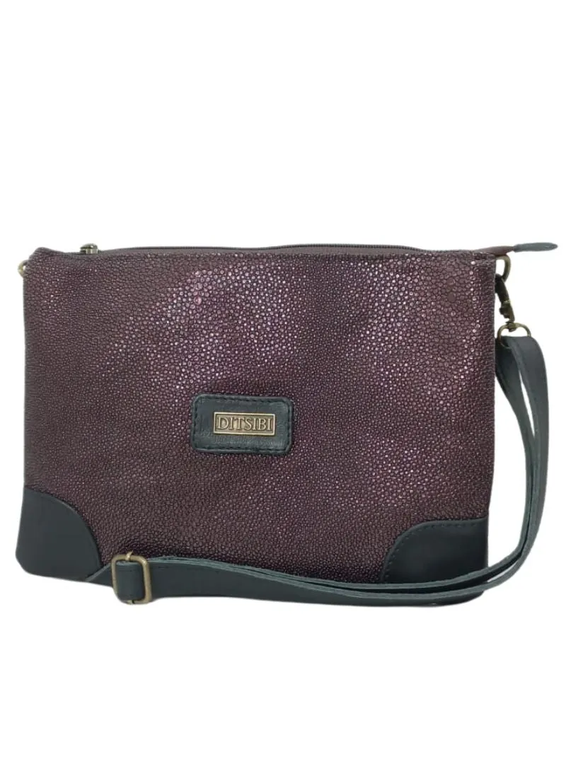 TEXTURED GENUINE LEATHER CROSSBODY BAG sold by FBO