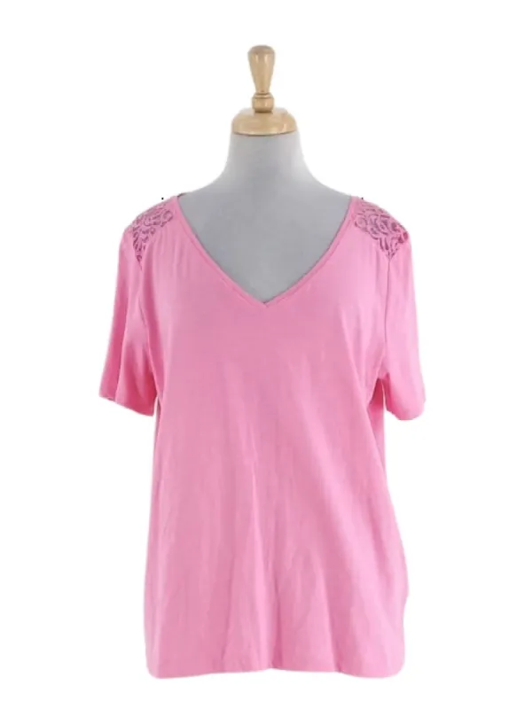 DETAILED LACE SHOULDER TEE sold by FBO