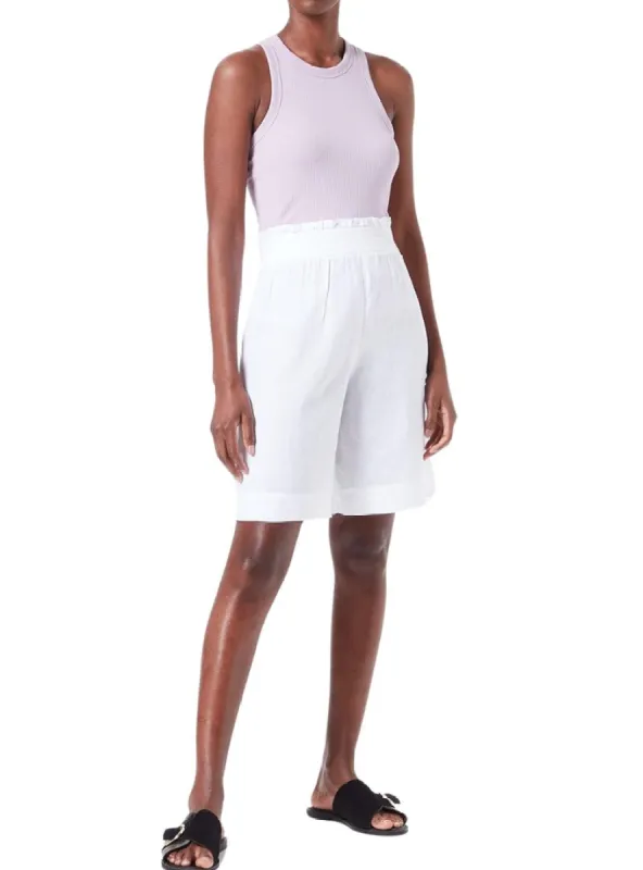 SHIRRED LINEN SHORTS sold by FBO