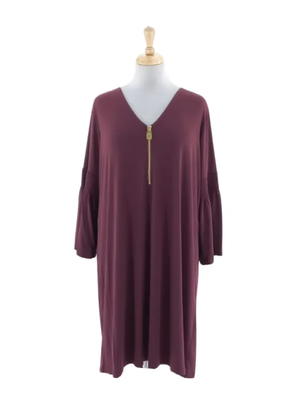 ZIPPER DETAIL FLARE SLEEVE DRESS sold by FBO