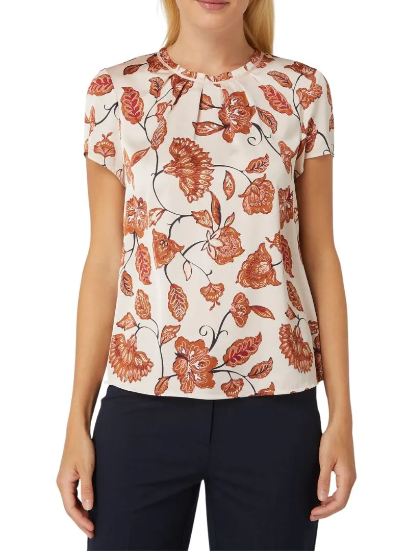 DETAILED PLEATED NECK SATIN BLOUSE sold by FBO