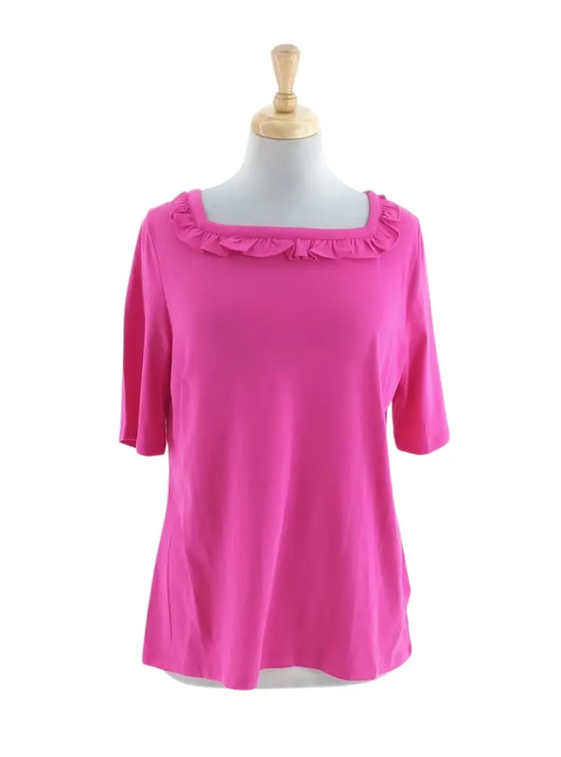 SQUARE NECK FRILL DETAIL TEE sold by FBO