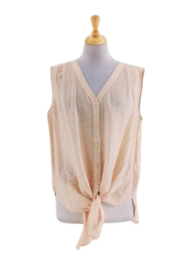 TIE FRONT SLEEVELESS BLOUSE sold by FBO