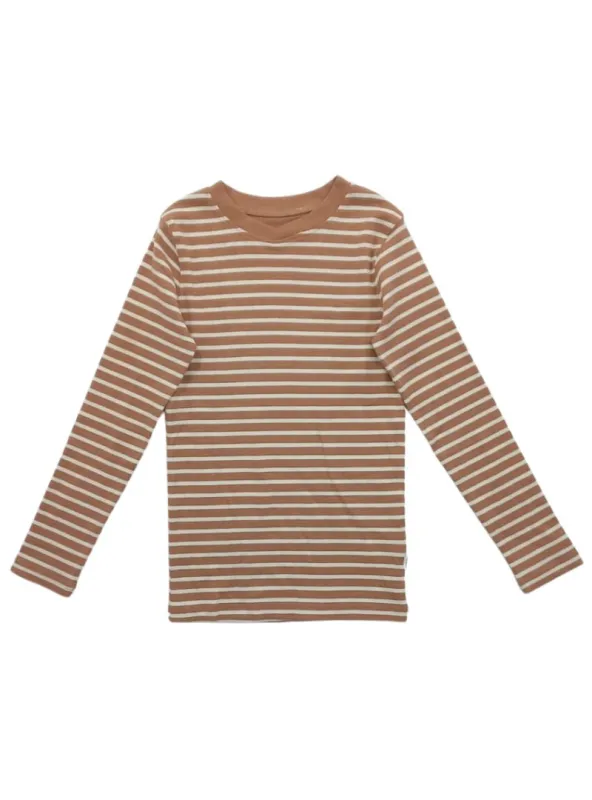 STRIPED RIB TEXTURE LONG SLEEVE TEE made by FBO
