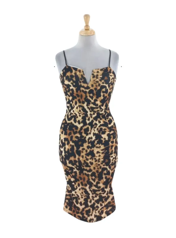 FITTED ANIMAL PRINT CAMI DRESS sold by FBO