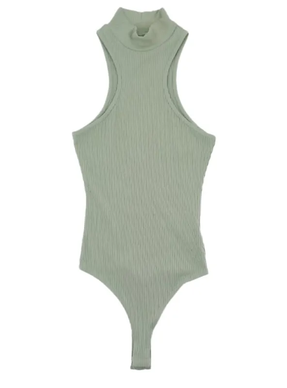 RIB TEXTURED TURTLE NECK BODYSUIT sold by FBO
