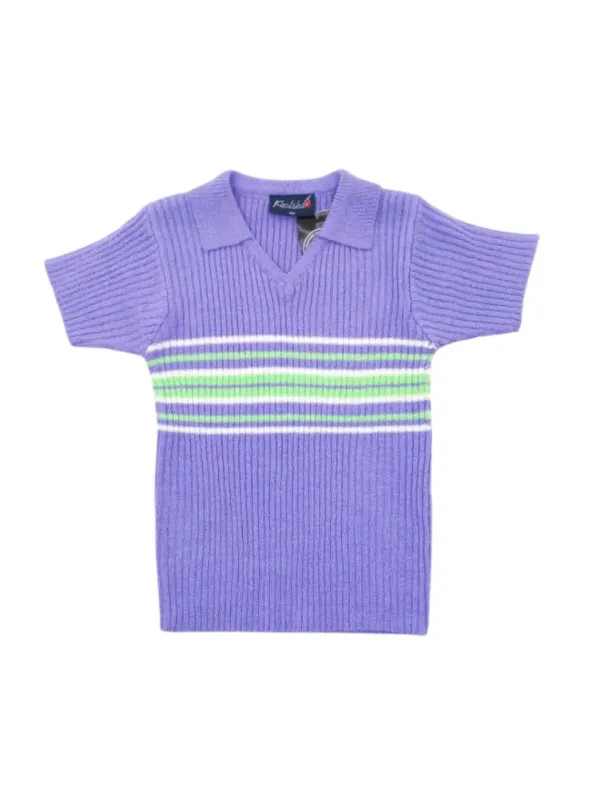 COLLARED V NECK KNIT TOP sold by FBO