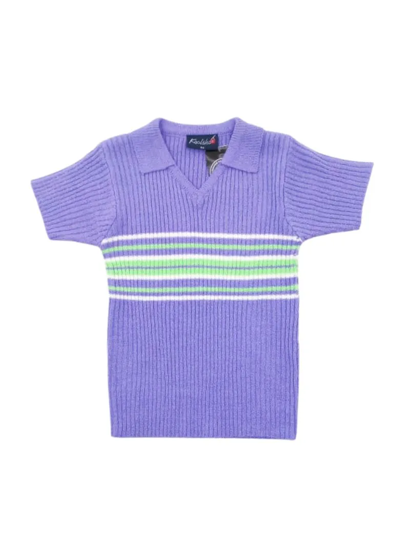 COLLARED V NECK KNIT TOP sold by FBO