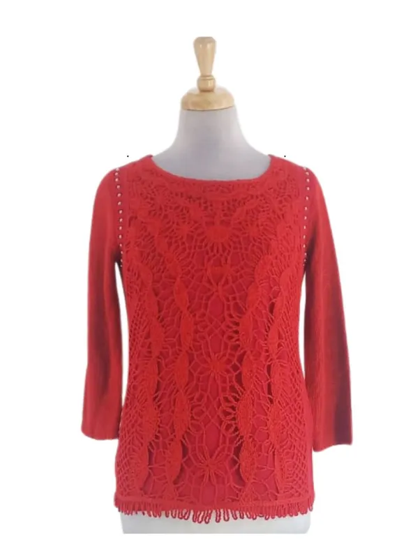 CROCHET LACE KNIT TOP sold by FBO