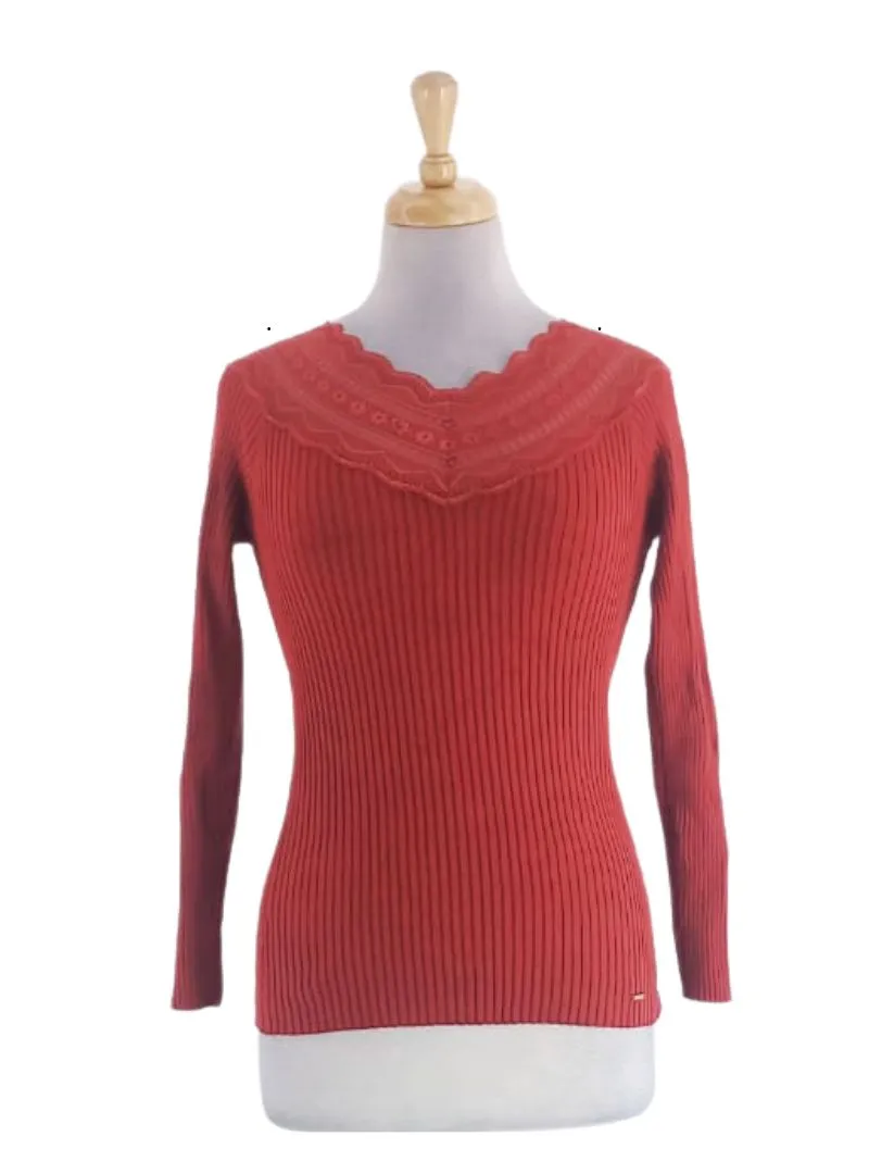 LACE DETAIL RIBBED KNIT sold by FBO