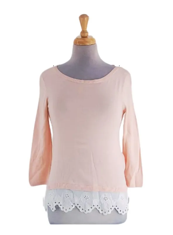 DETAILED 3/4 SLEEVE KNIT TOP sold by FBO
