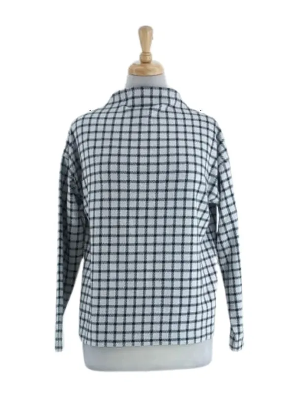 CHECKERD DETAIL FLEECE TOP sold by FBO
