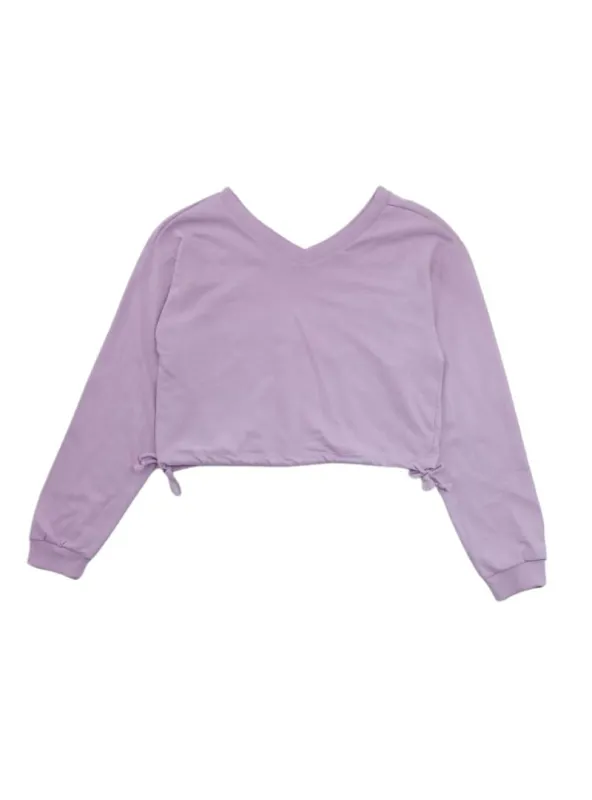 CROPPED V NECK FLEECE TOP sold by FBO