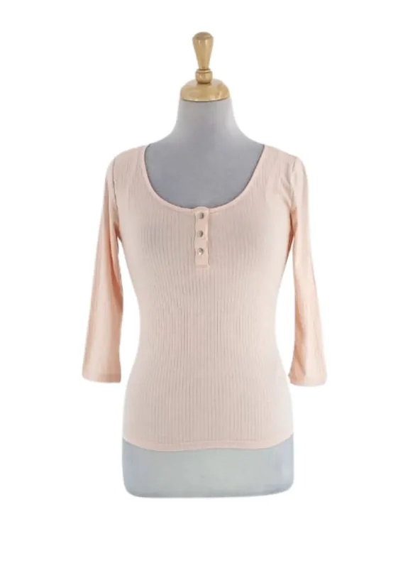 RIB TEXTURED HALF SLEEVE TOP sold by FBO