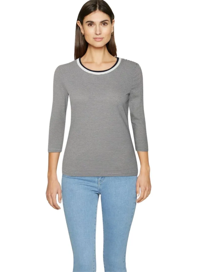 ROUND BACK STRIPED LONG SLEEVE TEE sold by FBO