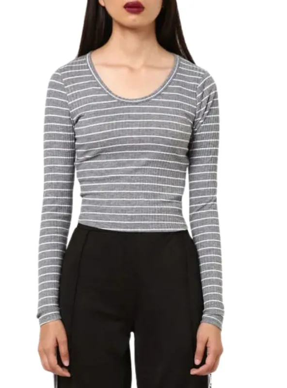 RIB TEXTURED STRIPED LONG SLEEVE TEE sold by FBO