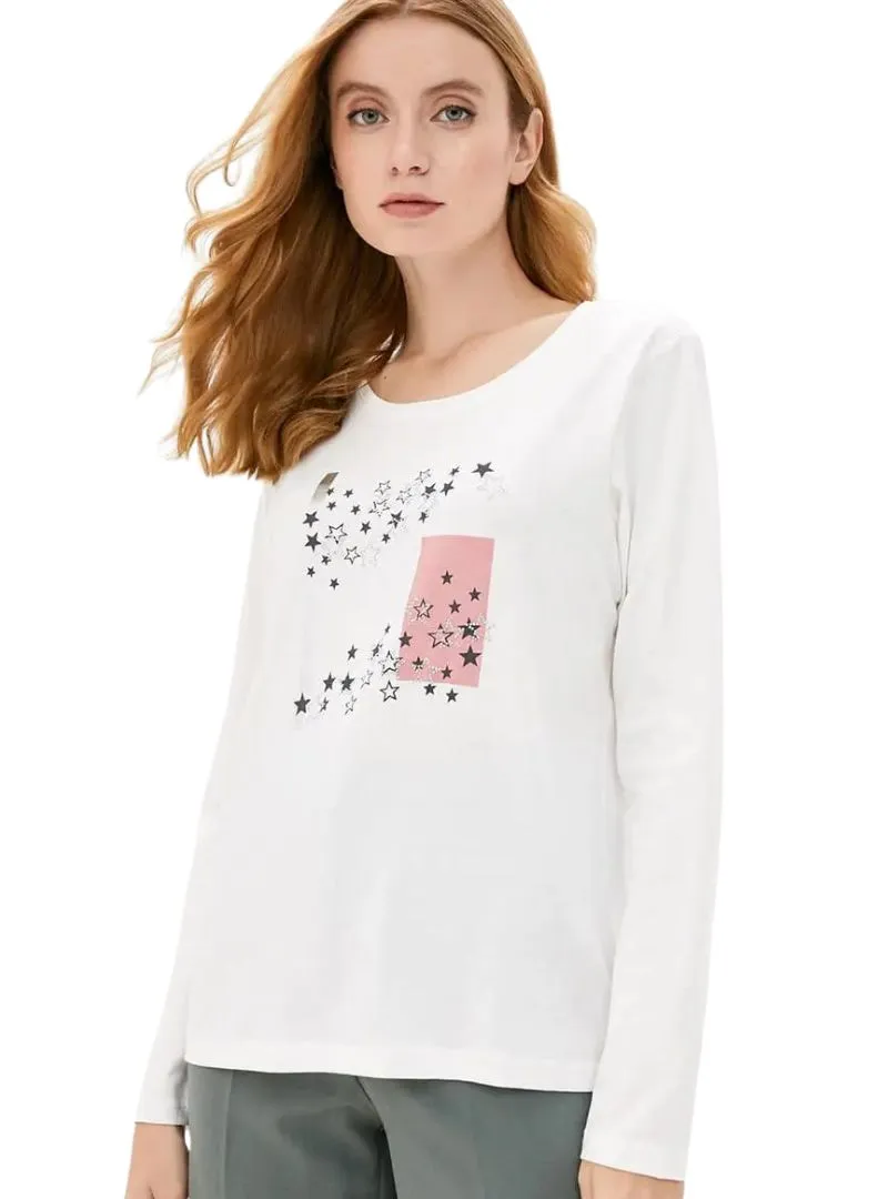 STAR PRINTED DETAILED LONG SLEEVE TEE sold by FBO