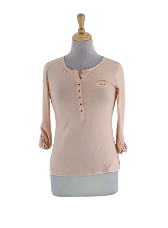 HALF BUTTONED LONG SLEEVE SOLID TEE sold by FBO