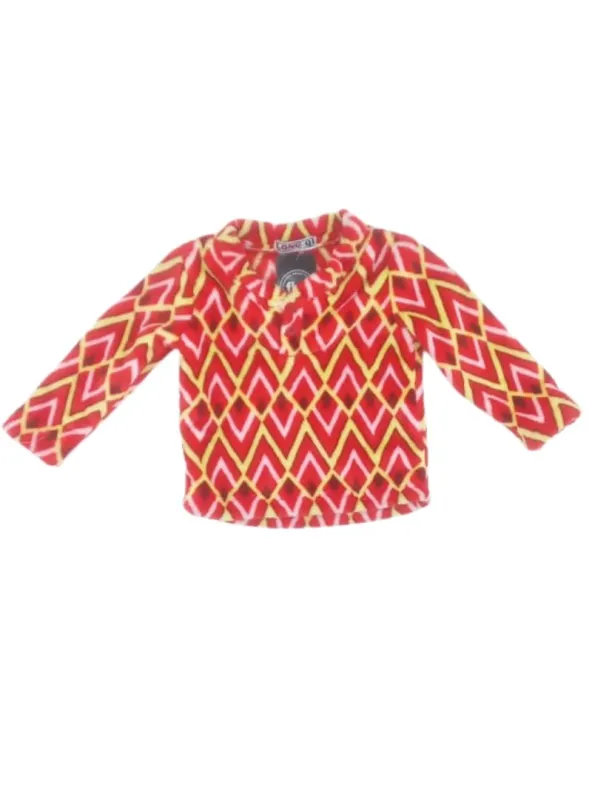 PATTERNED ROUND NECK BUTTONED FLEECE TOP sold by FBO