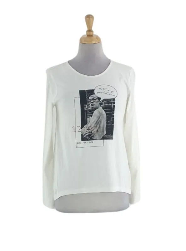 PRINTED ROUND NECK LONG SLEEVE TEE sold by FBO