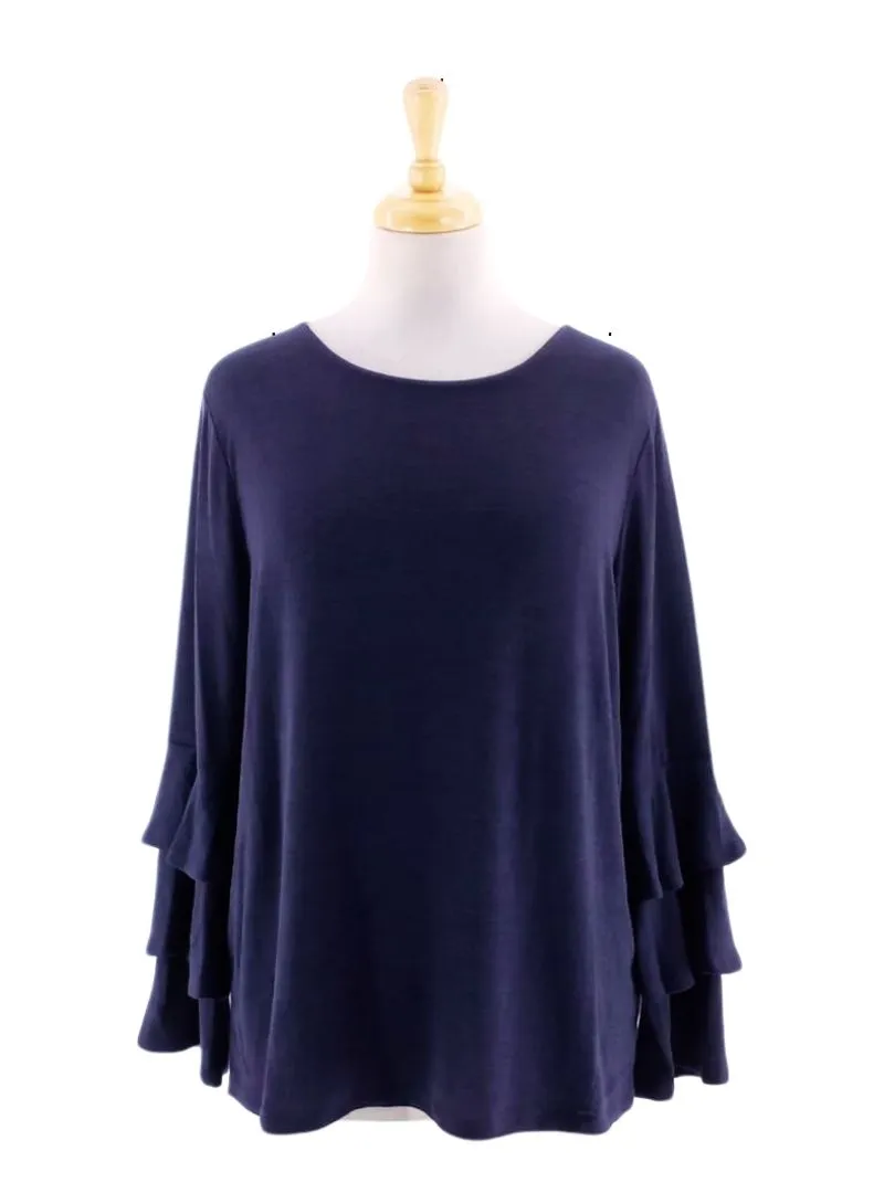 RUFFLE SLEEVE KNIT TOP sold by FBO