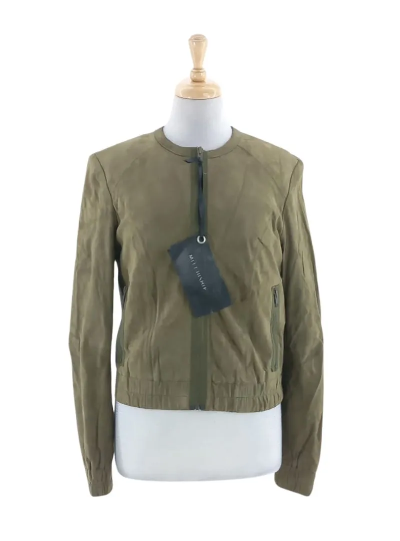 SUEDE ROUND NECK ZIP UP JACKET sold by FBO