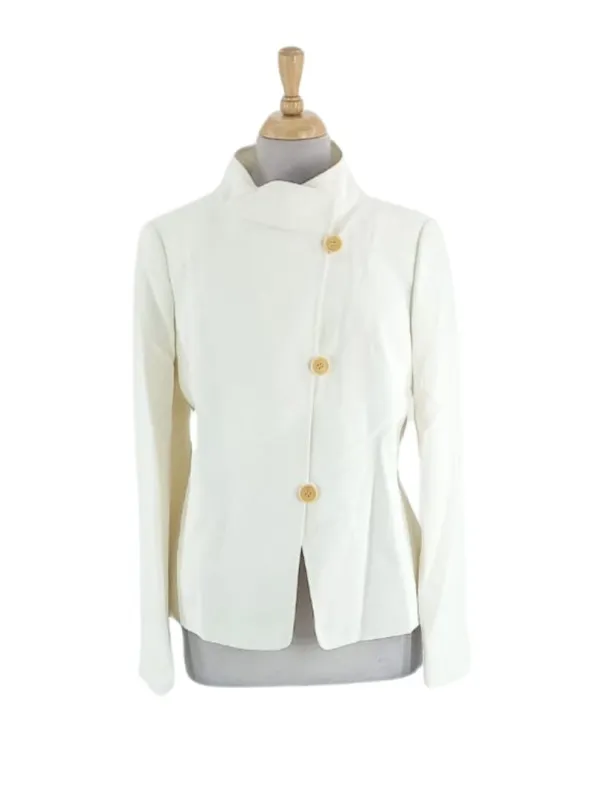 TEXTURED ROUND NECK BUTTON JACKET sold by FBO