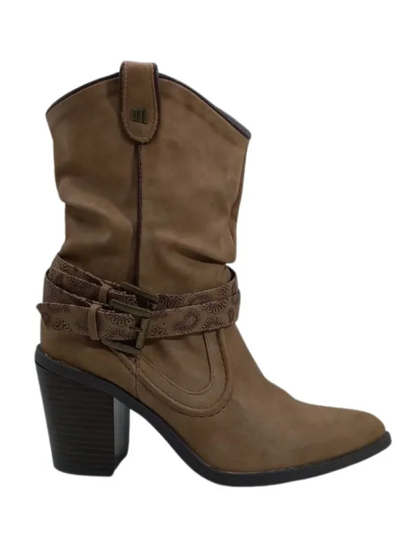 BELT DETAILED BLOCK HEEL BOOTS sold by FBO