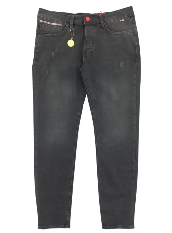 DISTRESS DETAIL STRAIGHT LEG DENIM sold by FBO