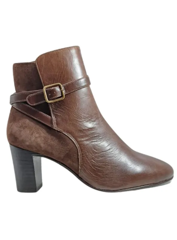 GENUINE LEATHER COMBO BLOCK HEEL BOOTS sold by FBO